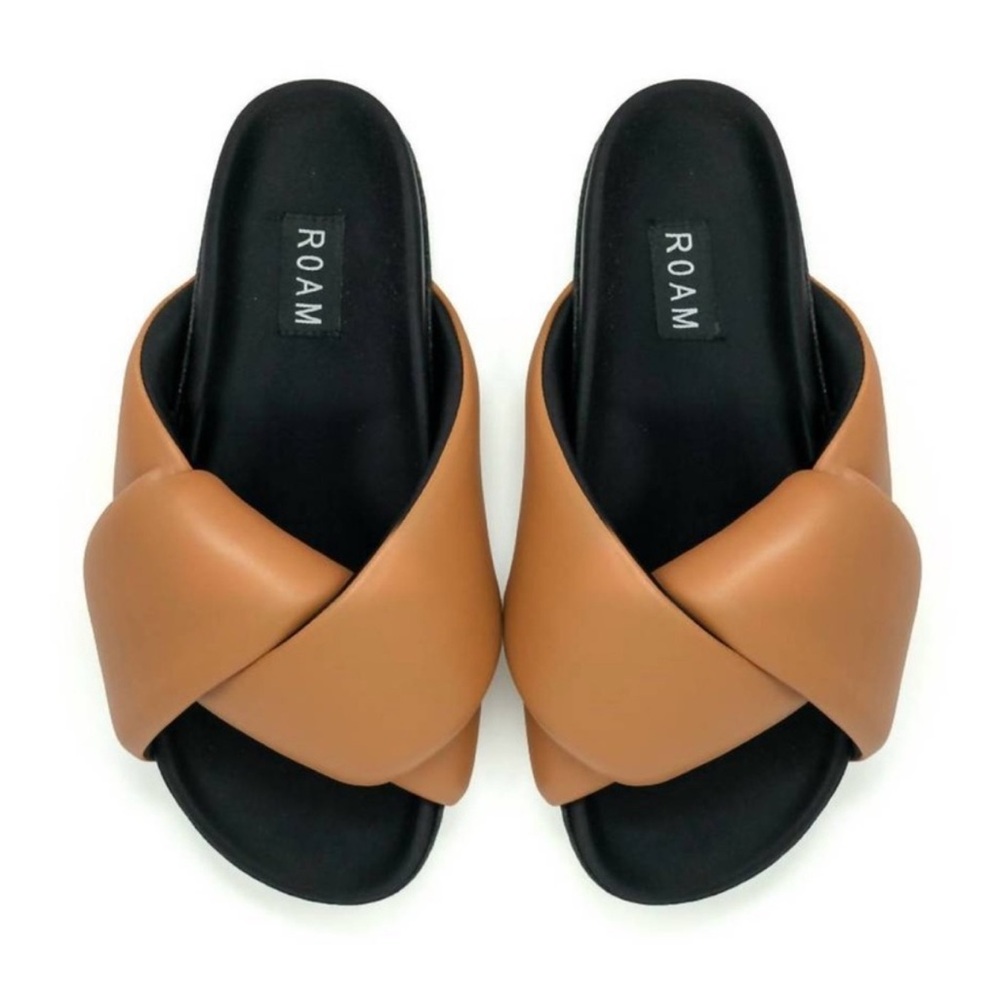 ROAM Women's Foldy Puffy Brown Slide Sandals